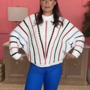 Striped White Sweater for Women